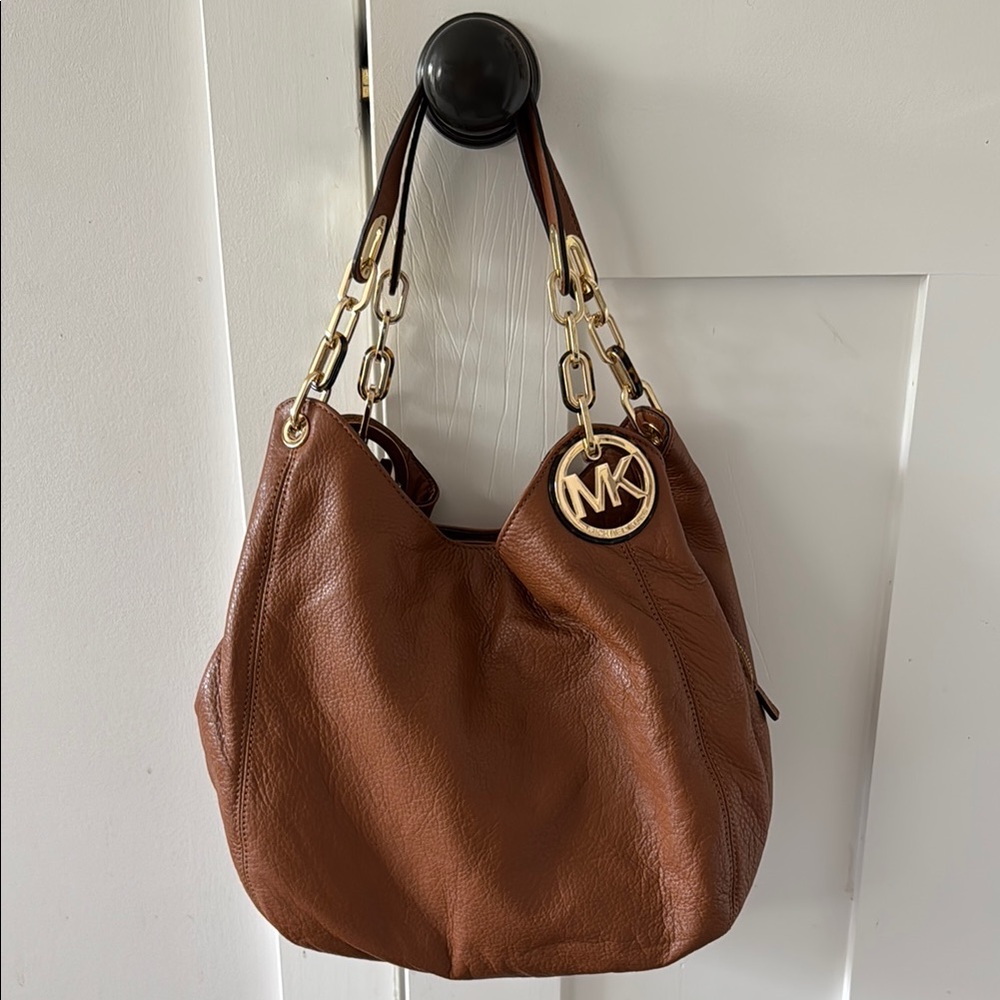 Never Used Michael Kors Brown Shoulder Bag with Gold-Tone Hardware